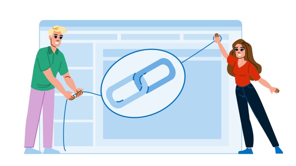 a vector illustration of building backlinks